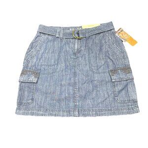 Sonoma Modern Fit Blue Denim Belted Skort Skirt Pockets Sz 4 NEW Casual Vacation